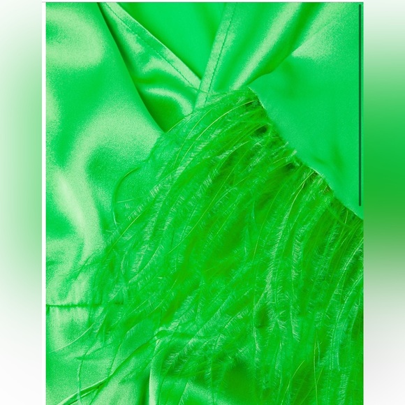 Delfi Luna Feather-Trim Wrap Minidress sz M - Picture 6 of 6